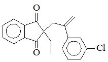 2-[2-(3-氯苯基)丙-2-烯-1-基]-2-乙基茚滿(mǎn)-1,3-二酮；
2-[2-(3-Chlorophenyl)-2-propen-1-yl]-2-ethyl-1H-indene-1,3(2H)-dione；
CPED