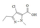 1-甲基-3-乙基-4-氯吡唑-5-甲酸； 
4-Chloro-3-ethyl-1-methyl-1H-pyrazole-5-carboxylic acid；
EMCA